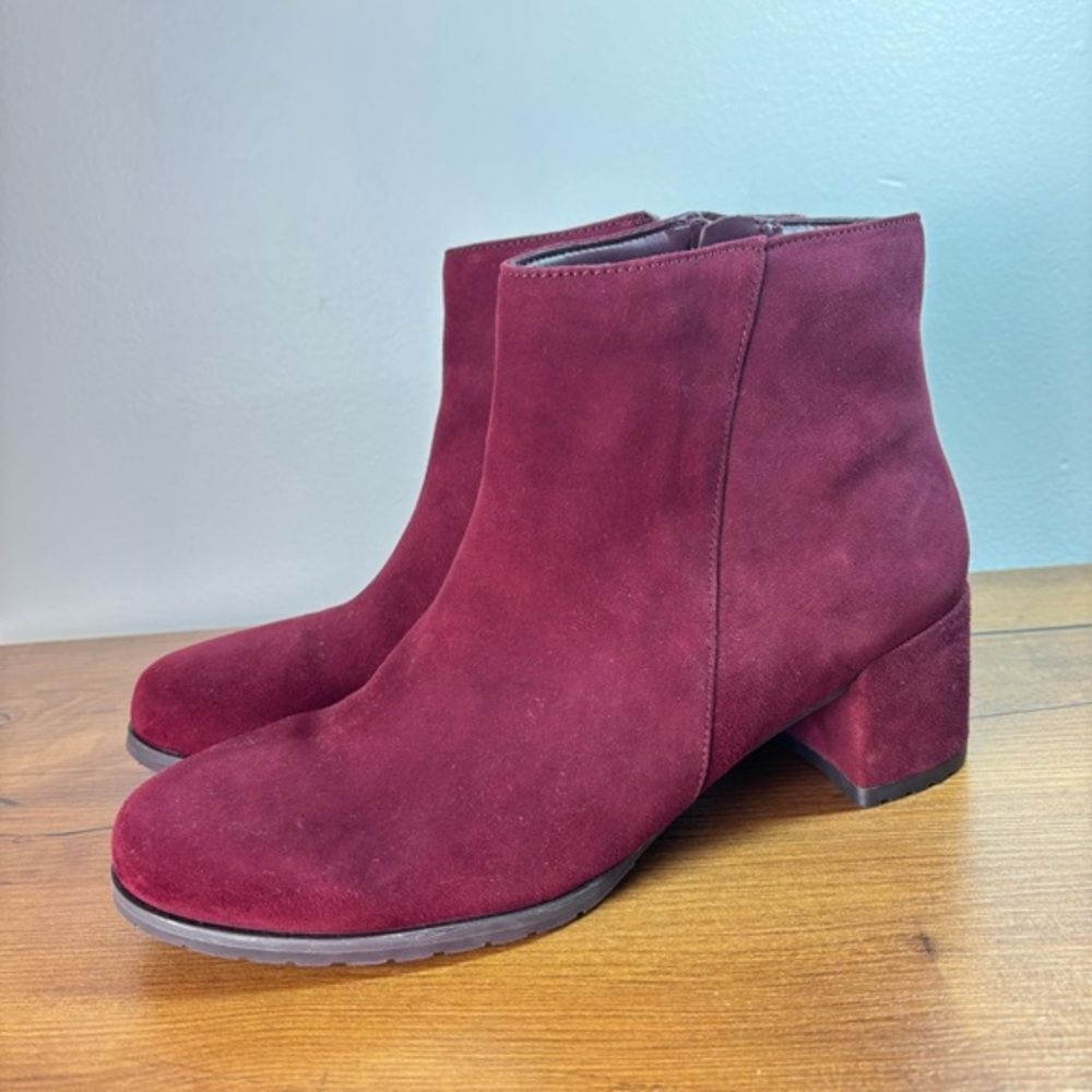 Naturalizer Bay Waterproof Bootie Boots in Cabernet Sauvignon Suede Size 8.5